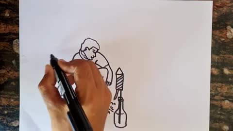 Boy burn firecracker Diwali Drawing