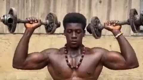 Art of body building for African boy