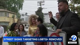 Gay Community in California take down NO U-Turn Signs because they are Anti-LGBTQ