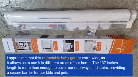 Skim Feedback: 137 Inches Extra Wide Retractable Baby Gate - Indoor/Outdoor, for Doorways and S...