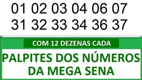 #PALPITES DOS NÚMEROS DA MEGA SENA COM 12 DEZENAS 4m 4n 4o 4p 4q 4r 4s 4t 4u 4v 4w 4x