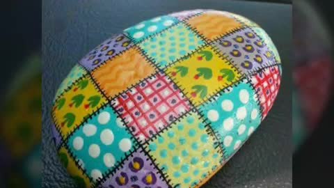 Beautiful Diy floral Rock stone painting Rock pebble art & craft