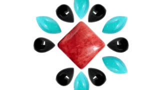 Natural turquoise blue Mariquesa cab red spiny oyster square cabochon onyx pear -shape cab
