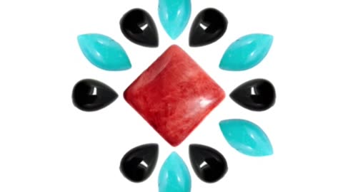 Natural turquoise blue Mariquesa cab red spiny oyster square cabochon onyx pear -shape cab