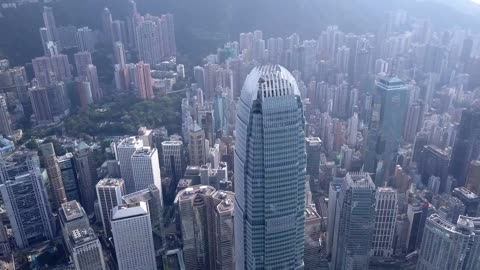 Aerial photography of Hong Kong financial buildings