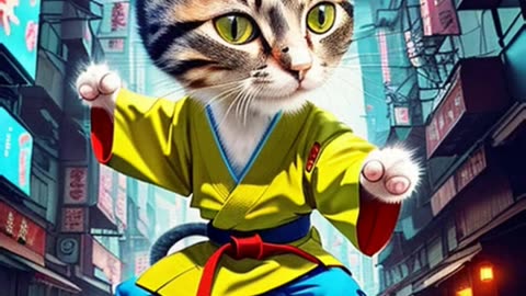 ✅A cat in a kimono costume.