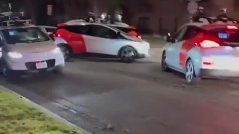 Self driving cars cause a traffic jam in Austin, Texas