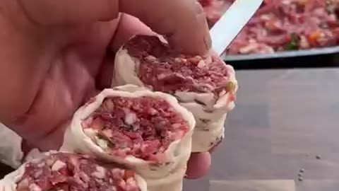 Meat rolls on the grill