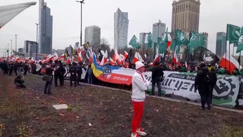 Warsaw, Poland: Black Sun and Neo Nazi Banners at Poland Independence Day