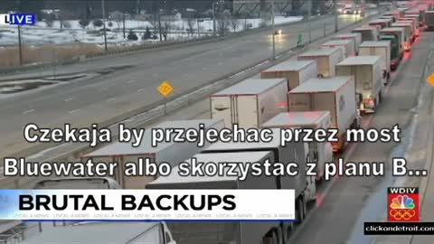 Blokada 2 mostów przy przejsciach granicznych, dzień 3 - Konwój Wolności 2022