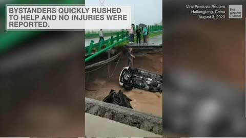 Scary: Driver drove right into Collapsed Bridge 😬