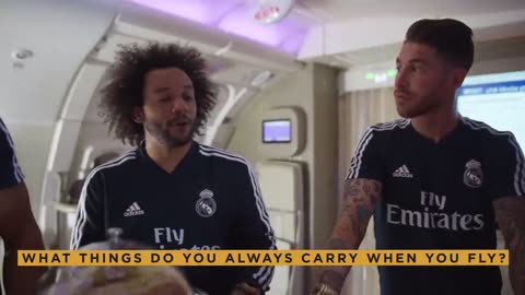 MARCELO, BALE, RAMOS and their teammates _ FUNNY MOMENTS Emirates A380!