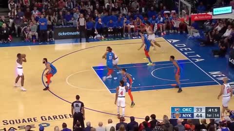 Obi Toppin shocks the entire Knicks bench after flying for a monster ally-oop | Knicks vs Thunder