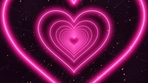 906. Neon Heart Tunnel💖Pink Heart Background