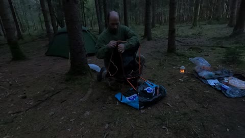 Assembling the Trekology camping chair while wildcamping
