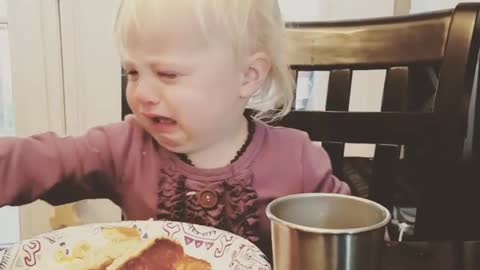 Toddler throws tantrum when butter keeps melting