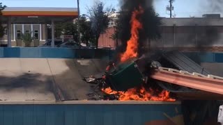 Man Escapes Semi-Truck Engulfed in Flames
