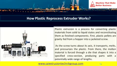 Find Plastic Reprocess Extruder Manufacturer in Indore - Shree Sai