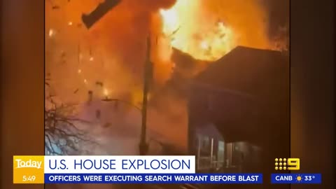 Footage shows massive house explosion in USA _ 9 News Australia