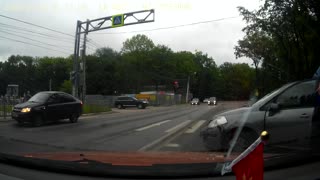 Car Loses Control And Rolls In The Street