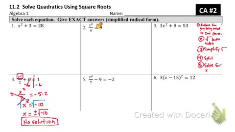 Solving quadratics using square roots part 4