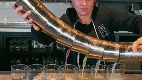 A fancy bartending stunt