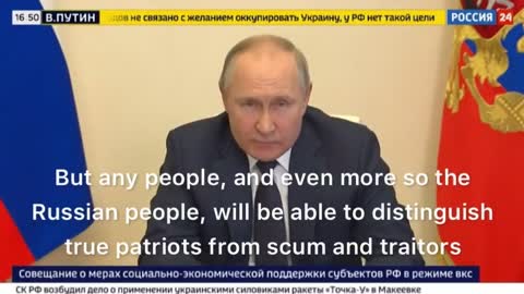 Putin's rant threatening to 'purge' Russians opposed to his ongoing invasion of Ukraine