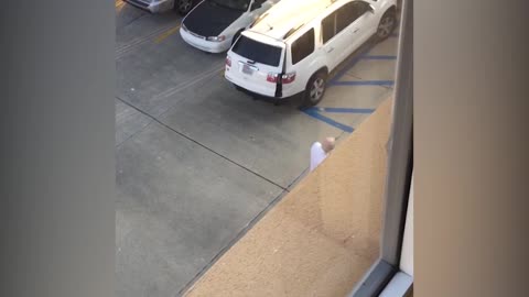 Woman Pranks Old Man With Remote Control Car Door