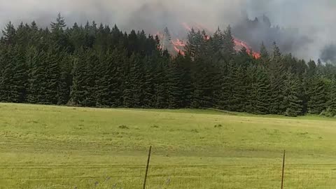 Oregon Hillside on Fire