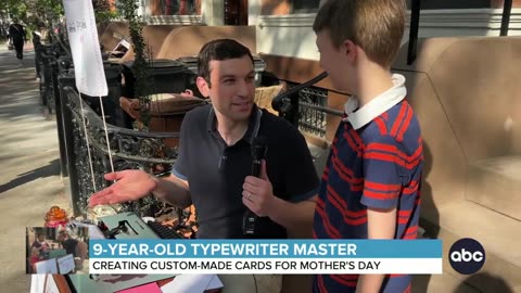 9-year-old typist master is making Mother's Day cards with vintage typewriter ABC News