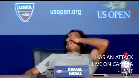 THIS VIDEO IS NOW LABELED AS FALSE FLAG.Rafael Nadal Tennis Player having a heart attack