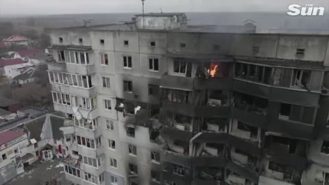 Heart-breaking drone footage shows sheer devastation of Borodyanka near Kyiv