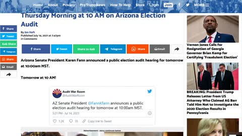 Arizona Election audit for Maricopa County - hearing Thrusday 10AM