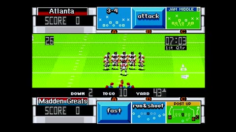 Madden93 (Sega Genesis) Atlanta vs Madden Greats Part1