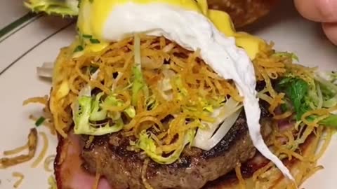 The egg on this burger is really attractive