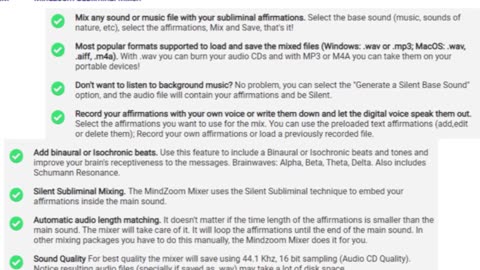 Mindzoom Affirmations Subliminal Software