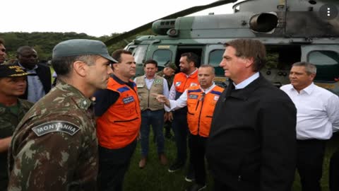 President Jair Bolsonaro visits the regions affected by the rains in Petrópolis