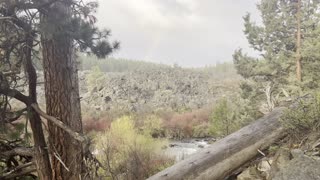 Rainbow Over the Volcanic Lava River Formation – Wild Deschutes River – Central Oregon – 4K