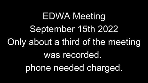 EDWA Water meeting september 14th 2022