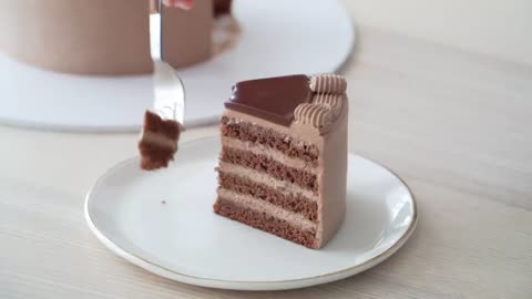 Chocolate Whipped Cream Cake - ASMR