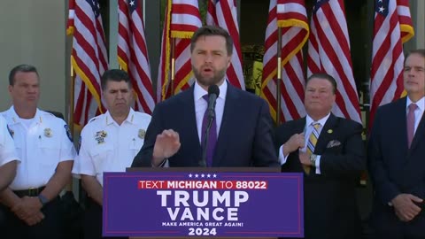 JD Vance takes questions at campaign event in Detroit