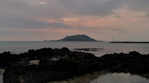 beautiful sunset of JEJU island sea