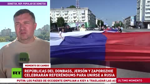 Il Donbass accoglie con favore il sostegno di Putin al referendum per l'adesione alla Russia.Dicono che finalmente torneranno a casa, cosa che desiderano da otto anni.