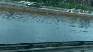 Ferrari Stranded on Flooded Highway