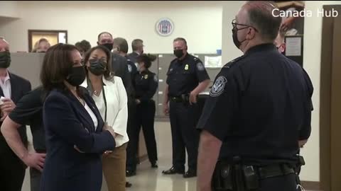 Vice President Kamala Harris delivers remarks during her visit to Border Mexico