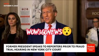 Donald Trump Talks To Press After Leaving Court In New York