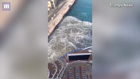 The moment when the longest cruise ship in the world collides