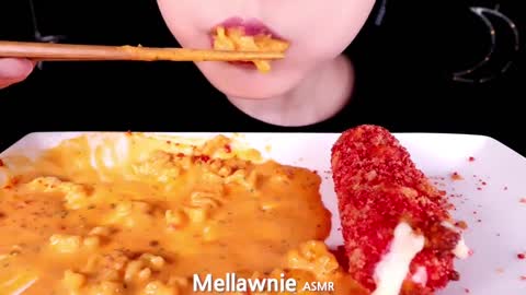 ASMR GIANT CHEETOS CHEESE STICKS, CHEESY CARBO FIRE NOODLE EATING SOUNDS