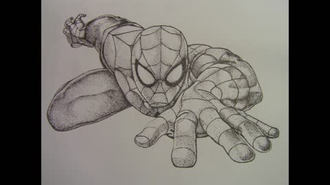 Easy Stippling Art - Spiderman Timelapse - Ink Dot Art