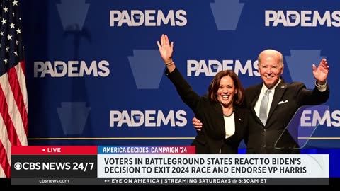 Voters in battleground states react to Biden exit, Harris endorsement